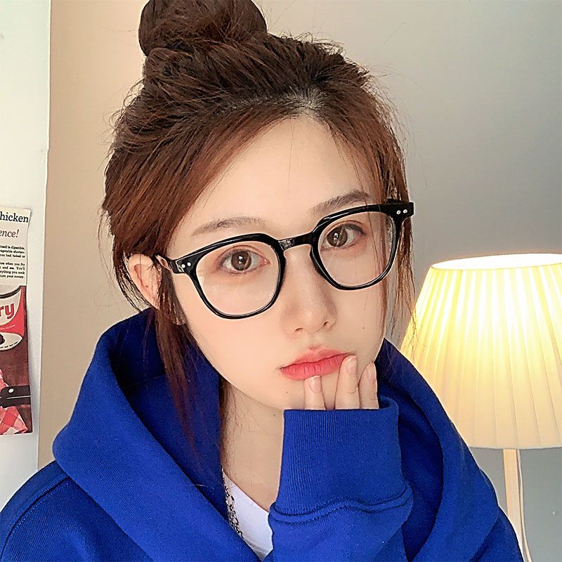 学生黑框眼镜女配有度数镜片韩版潮小方框素颜眼镜圆脸显瘦防蓝光
