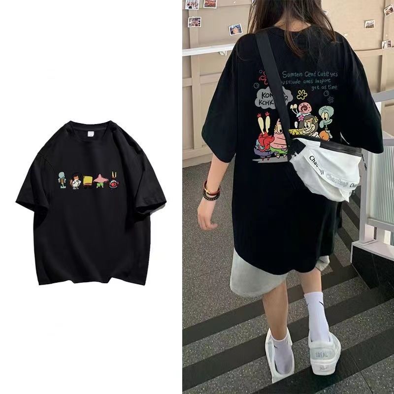 100%純棉美式hiphop短袖t恤女2023夏季新款學生韓版寬鬆上衣ins潮