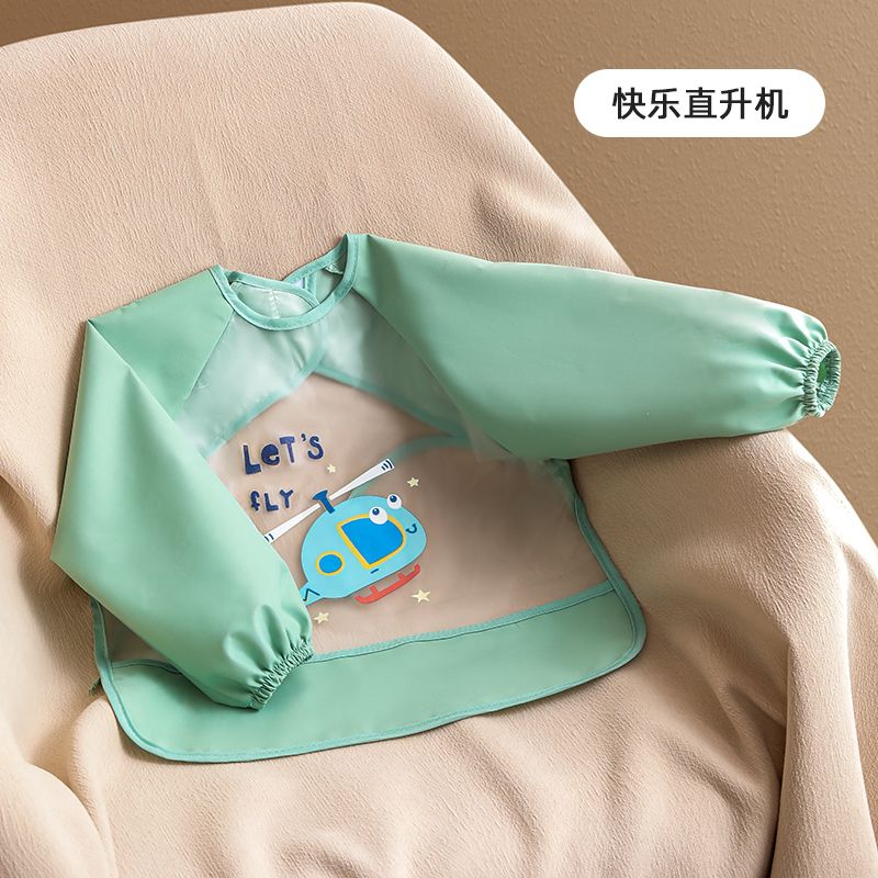 Baby eating bib sleeveless waterproof children's gown anti-dirty wash-free rice pocket summer protective clothing baby apron reverse wear