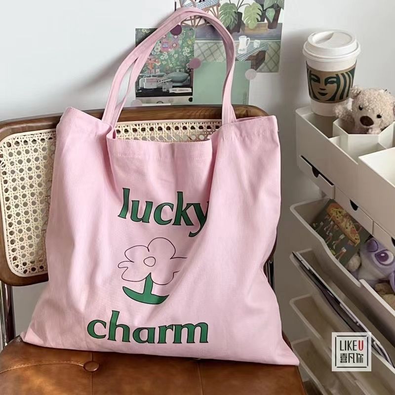 原創日系小眾花朵Lucy charm大容量單肩帆布包文藝小清新托特包女