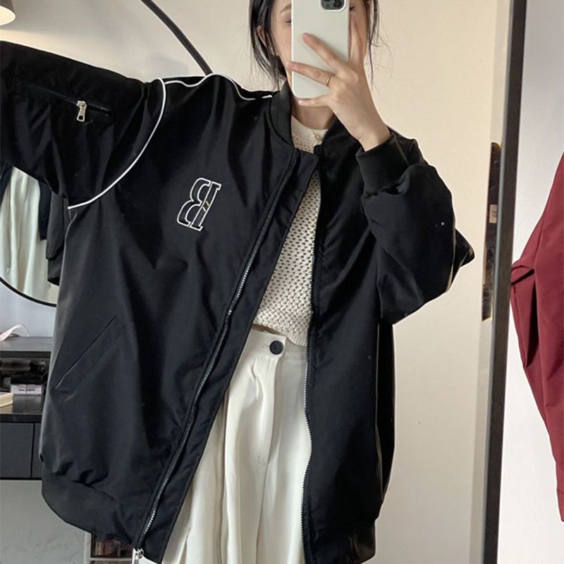 [Single Layer]  Thin Spring Jacket Flight Suit Letter Embroidered Jacket Domineering Casual Loose Jacket