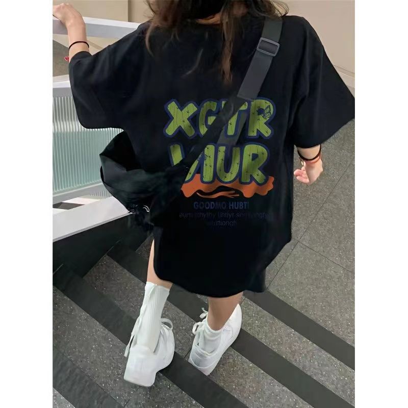 100%純棉高街潮牌美式復古丅恤短袖女學生夏季新款oversize上衣in