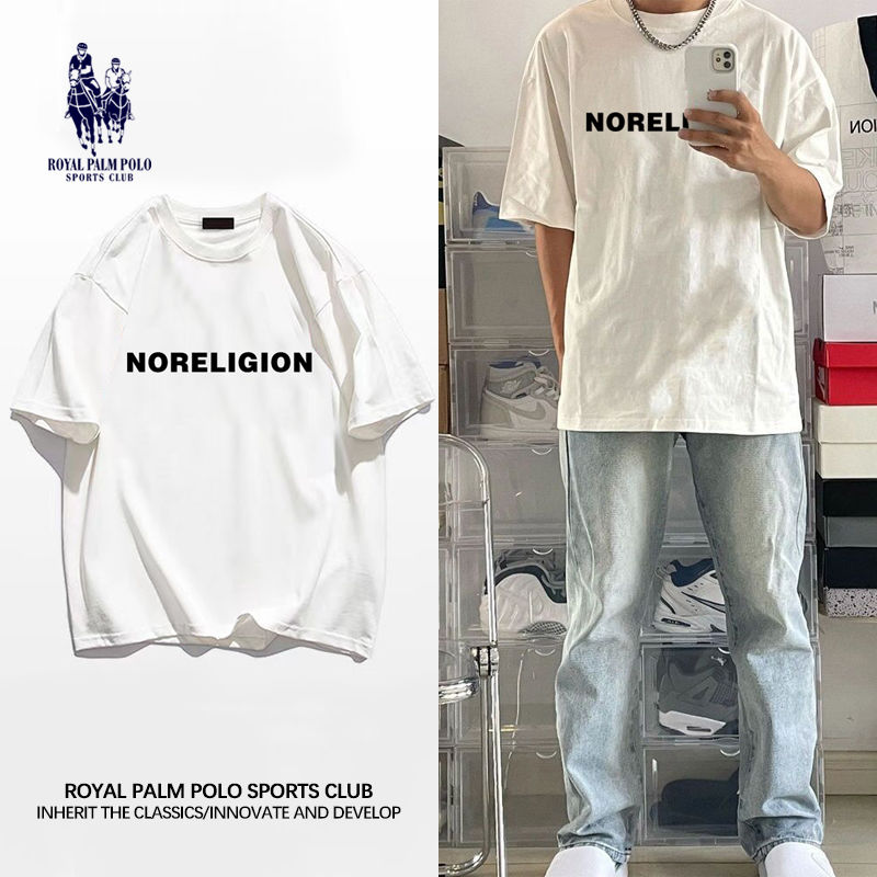 ROYAL PALM POLO重磅純棉短袖T恤夏季男女五分袖印花字母寬鬆上衣