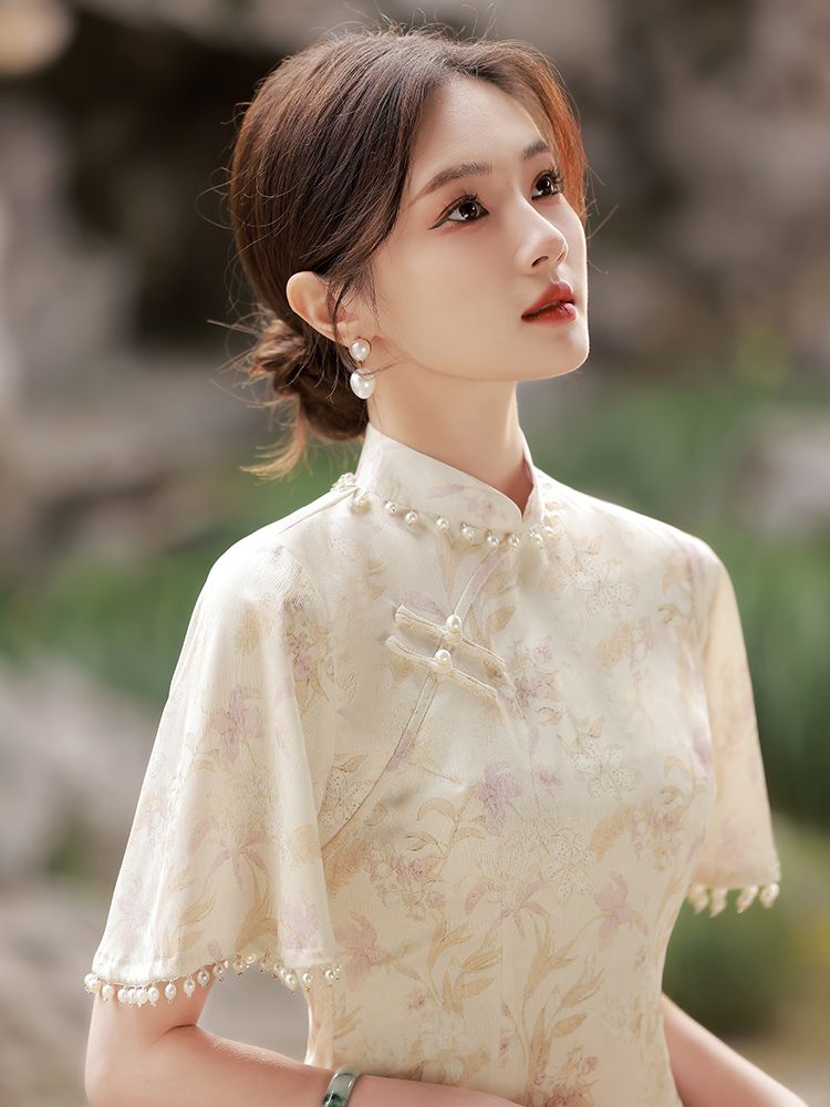 新中式改良旗袍2023新款雪紡溫柔年輕少女復古民國日常可穿高級感