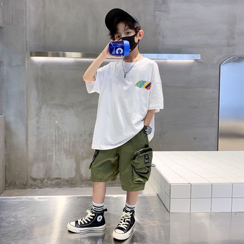 Children's clothing boys' summer short-sleeved handsome and fashionable summer middle-aged and old children's foreign-style clothes thin  new top trend