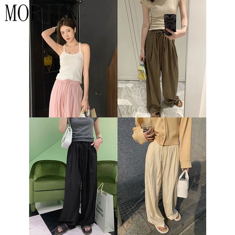 MORJIN design sense loose pleated casual wide-leg pants women's summer thin section drape straight tube mopping trousers tide