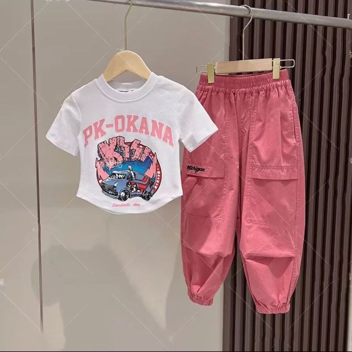 女童装时髦套装洋气夏季薄款休闲工装裤子网红炸街哈伦裤两件套潮
