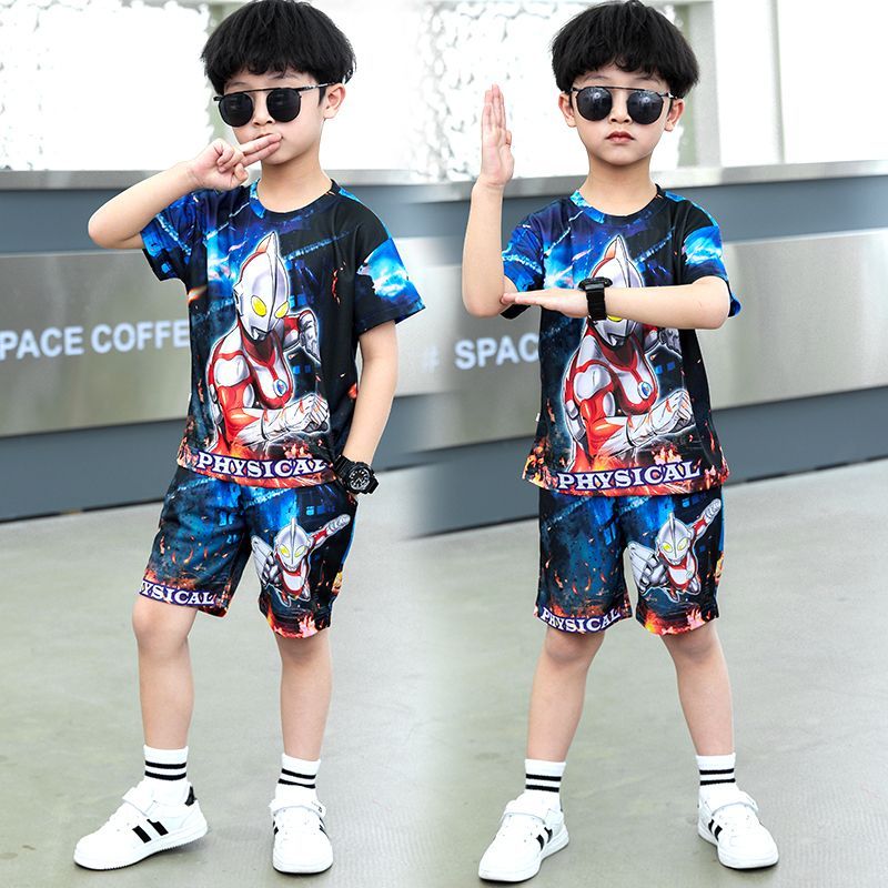 Altman clothes boy summer suit children summer new boy foreign style baby explosive style short-sleeved two-piece set