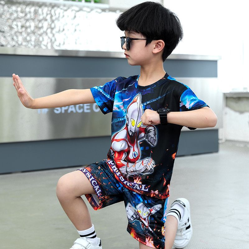 Altman clothes boy summer suit children summer new boy foreign style baby explosive style short-sleeved two-piece set