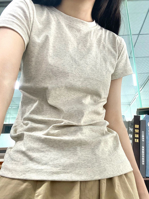 [Basic front shoulder] summer T-shirt women's short-sleeved slim bottoming shirt 2023 new high street student tide ins