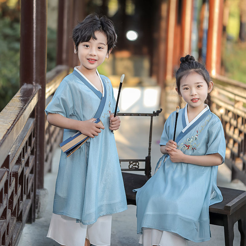男女童夏季中国风汉服套装幼儿园演出服中小学生国学古装儿童唐装