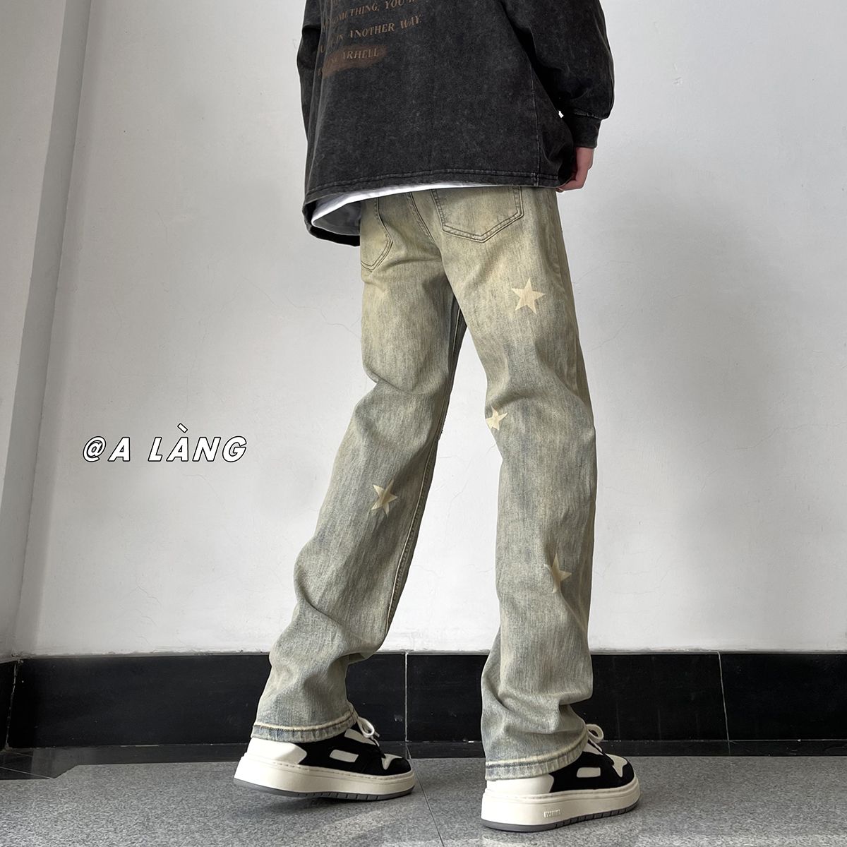 星星牛仔裤男春夏季潮牌美式高街设计感宽松直筒休闲长裤