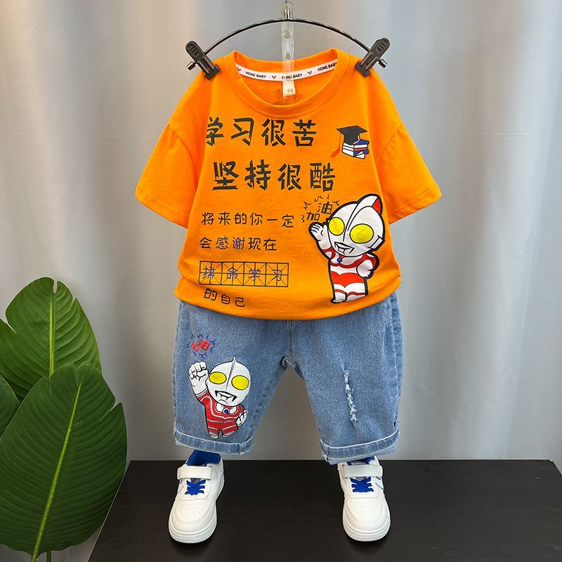 男童奧特曼套裝2023新款兒童夏裝帥氣炸街兩件套痞帥潮流寶寶衣服