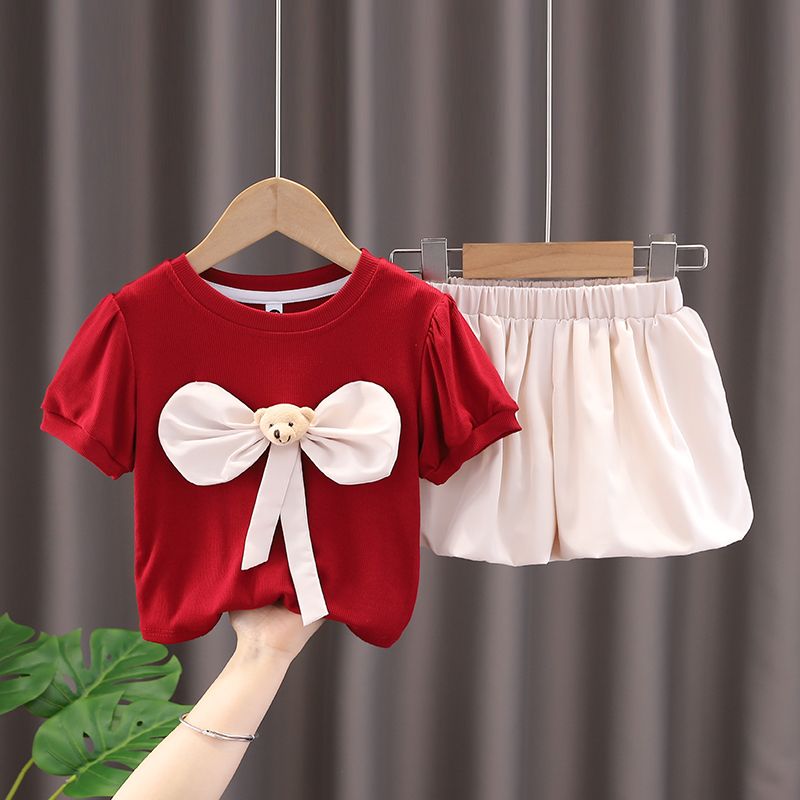 女寶寶夏季套裝洋氣4兒童衣服2023新款嬰兒短袖小童裝1歲女童夏裝