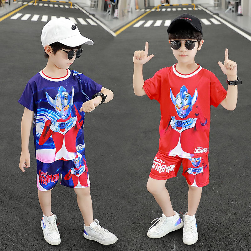 男童奥特曼套装夏款帅气时髦新款男孩短袖衣服夏季儿童两件套