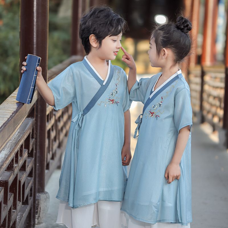 男女童夏季中国风汉服套装幼儿园演出服中小学生国学古装儿童唐装