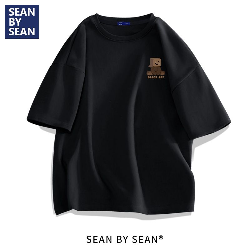 SEANBYSEAN國潮純棉短袖t恤男夏季新款簡約百搭寬鬆ins休閒上衣潮