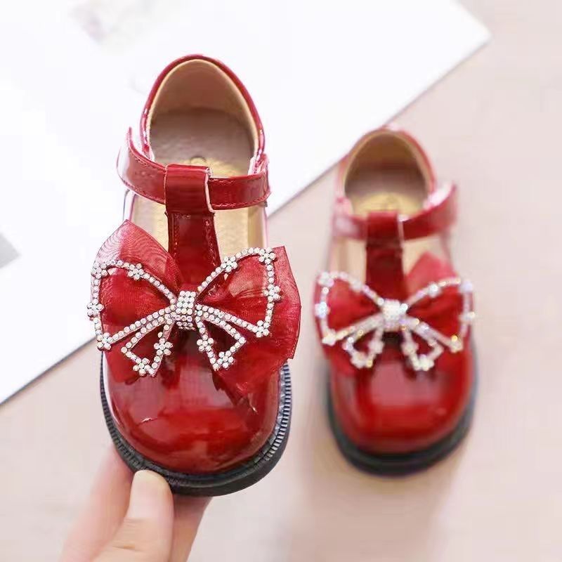 3-12岁】女童鞋子新款公主鞋漆光皮鞋软底幼儿园表演鞋红色小皮鞋