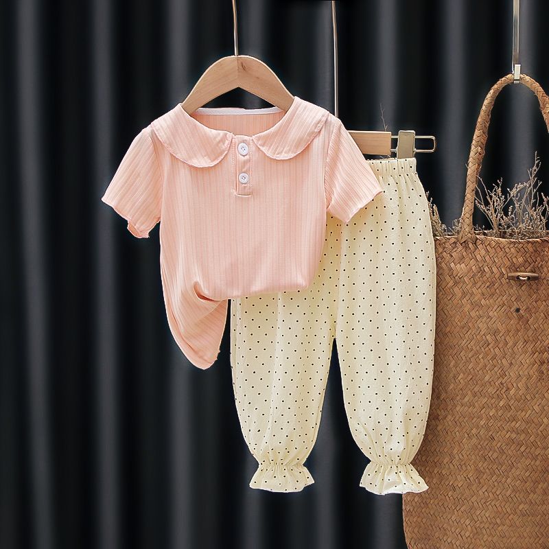 Girls' suit summer 2023 new foreign style fashionable children's clothing children's vest two-piece suit girl baby summer clothing