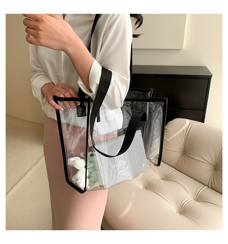 Transparent Large Bag Ladies Portable Color Ins Candy Color Laser Large Capacity Environmental Protection Shopping Bag