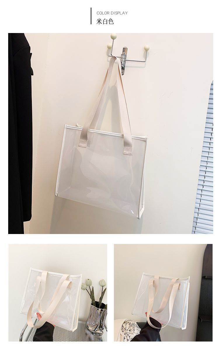 Transparent Large Bag Ladies Portable Color Ins Candy Color Laser Large Capacity Environmental Protection Shopping Bag