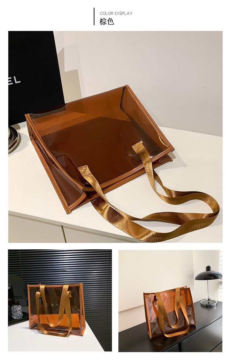 Transparent Large Bag Ladies Portable Color Ins Candy Color Laser Large Capacity Environmental Protection Shopping Bag