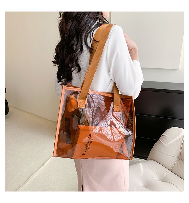 Transparent Large Bag Ladies Portable Color Ins Candy Color Laser Large Capacity Environmental Protection Shopping Bag