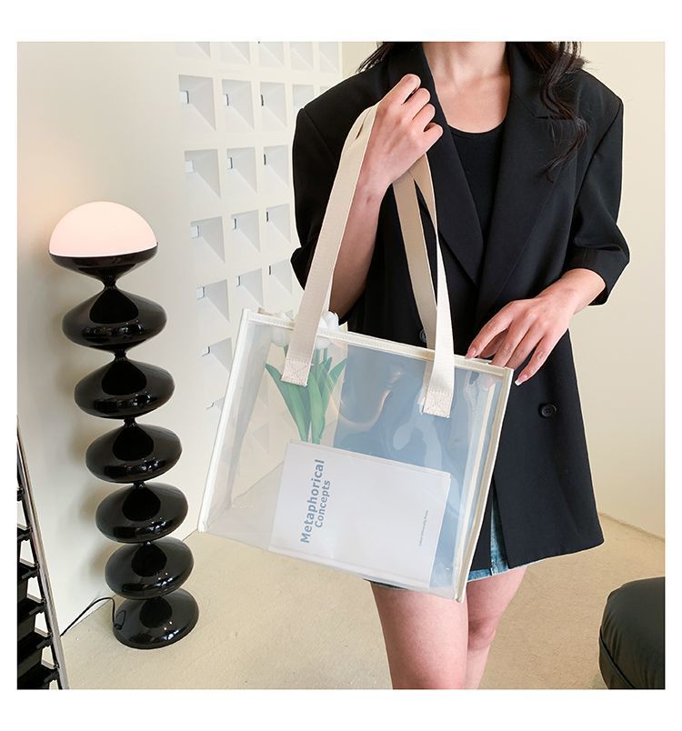 Transparent Large Bag Ladies Portable Color Ins Candy Color Laser Large Capacity Environmental Protection Shopping Bag