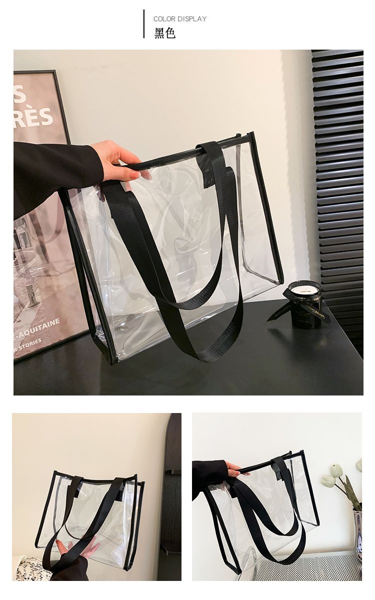 Transparent Large Bag Ladies Portable Color Ins Candy Color Laser Large Capacity Environmental Protection Shopping Bag