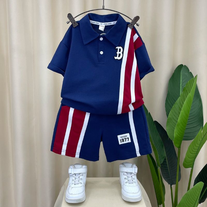 男童夏裝2023新款洋氣寶網紅酷帥運動衣服兒童帥氣polo衫短袖套裝