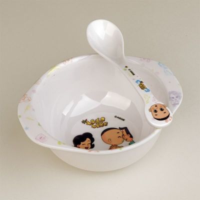 儿童餐具宝宝吃饭碗双耳防烫婴儿铺食碗幼儿园饭碗卡通密胺碗勺子