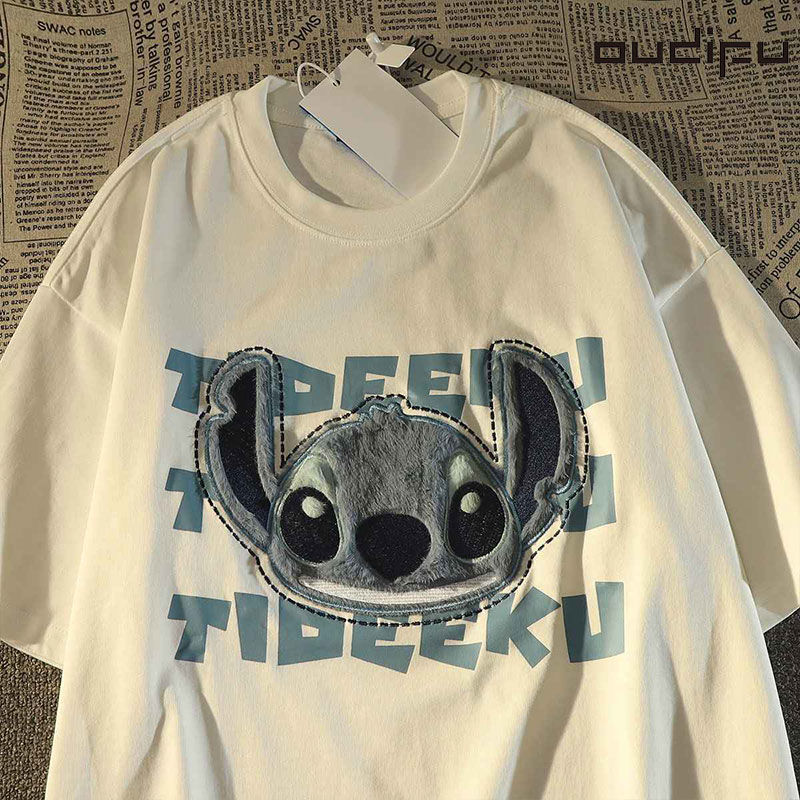 OUDIFU100% cotton short-sleeved T-shirt female 2023 spring and summer new loose student BF tide brand top ins tide