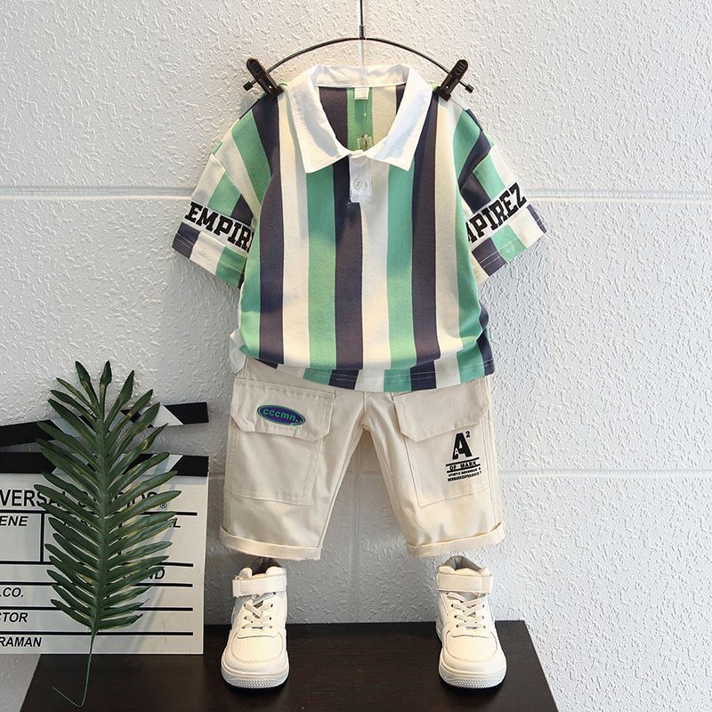 男童夏季套裝2023年新款洋氣帥寶寶潮牌衣服男孩兒童POLO衫兩件套