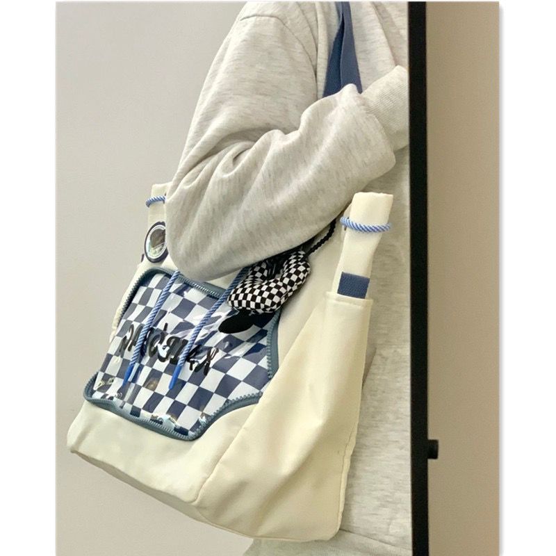 South Korea! Zhao Lusi same style large capacity tote bag female  new messenger bag student shoulder hit color bag