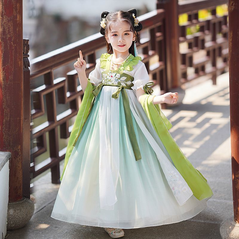 女童古裝漢服襦裙2023新款夏季超仙兒童中國風連衣裙女孩古風裙子