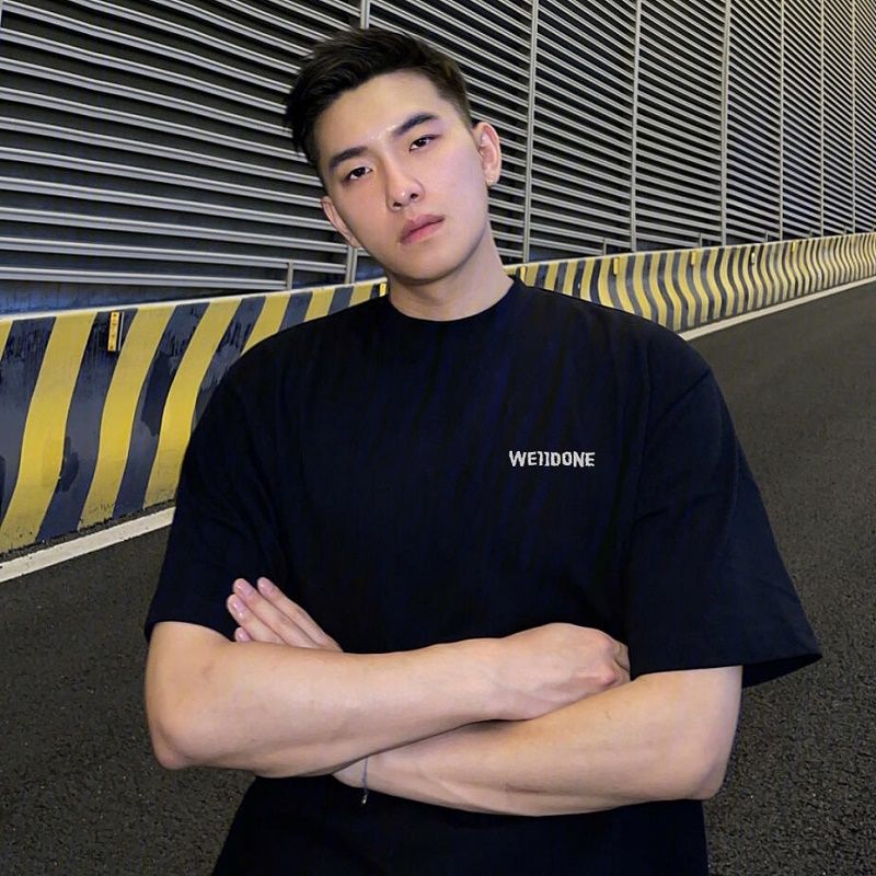 美式夏季重磅純棉半袖體恤男士小眾潮牌高街黑色短袖T恤情侶上衣
