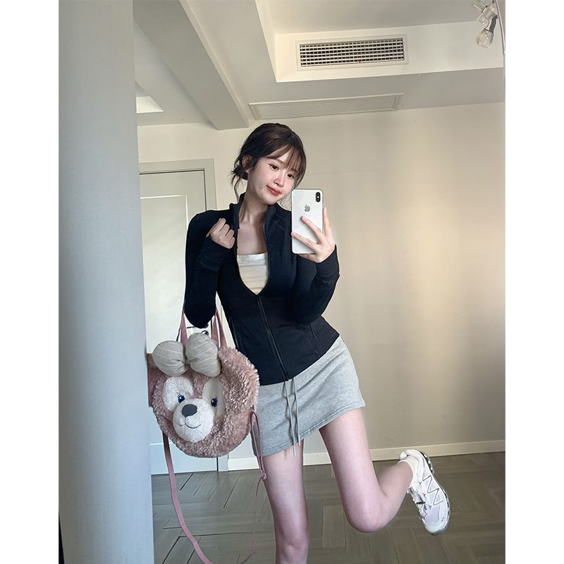 Large size fat mm drawstring bag hip skirt female 2023 summer hot girl all-match skirt a-line skirt high waist skirt