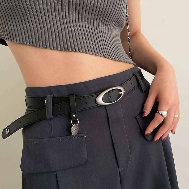 Niche hot girl belt new retro ins student jeans with high-end design belt American retro trend