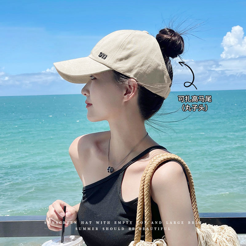 High ponytail summer peaked cap baseball cap sunscreen empty top hat casual sun hat anti-ultraviolet hat female
