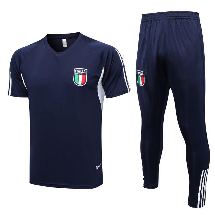 New product 2324 Italian navy short sleeved football jersey national team training suit V-neck quick drying clothes long_voghion.com