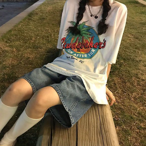 闊腿牛仔短褲女夏季韓版ins復古高腰寬鬆顯瘦大碼直筒五分褲中褲