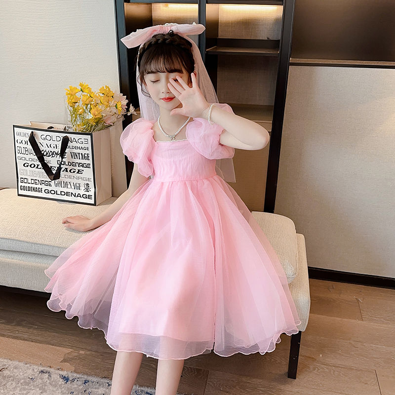 Girls dress children's birthday princess dress tutu skirt summer flower girl wedding dress girl host piano performance costume