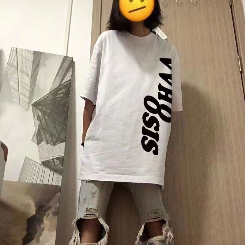 100%純棉白色短袖女美式高街t恤夏季小眾設計感體恤學生上衣潮ins