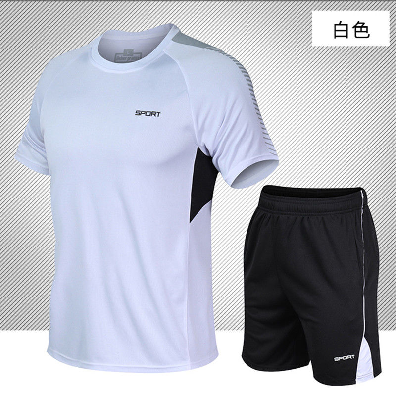 休闲运动服套装健身跑步羽毛球训练短袖短裤男女夏季速干透气一套
