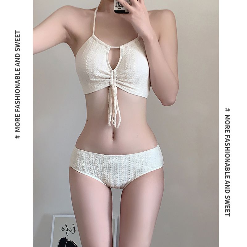 Foreign trade bikini three-piece swimsuit female 2023 new super fairy vacation style split small hot spring swimsuit