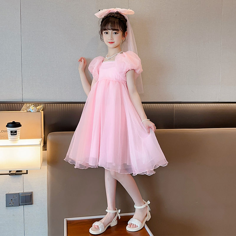 Children's Dress Princess Dress High-end Girls Piano Performance Costume Foreign Style Little Host Birthday Flower Girl Wedding Dress Summer