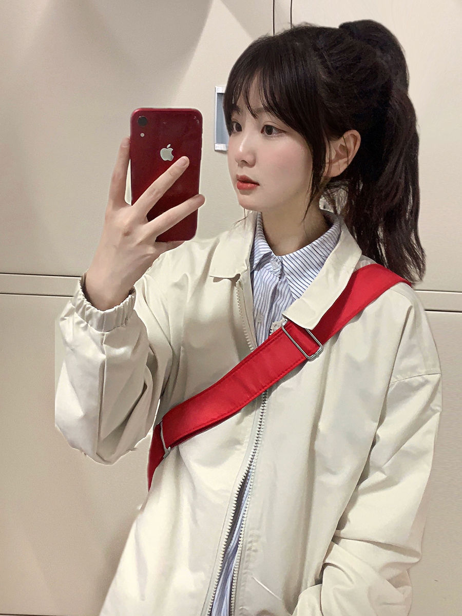 American workwear jacket for women spring and autumn 2023 new student loose and versatile retro street casual jacket top