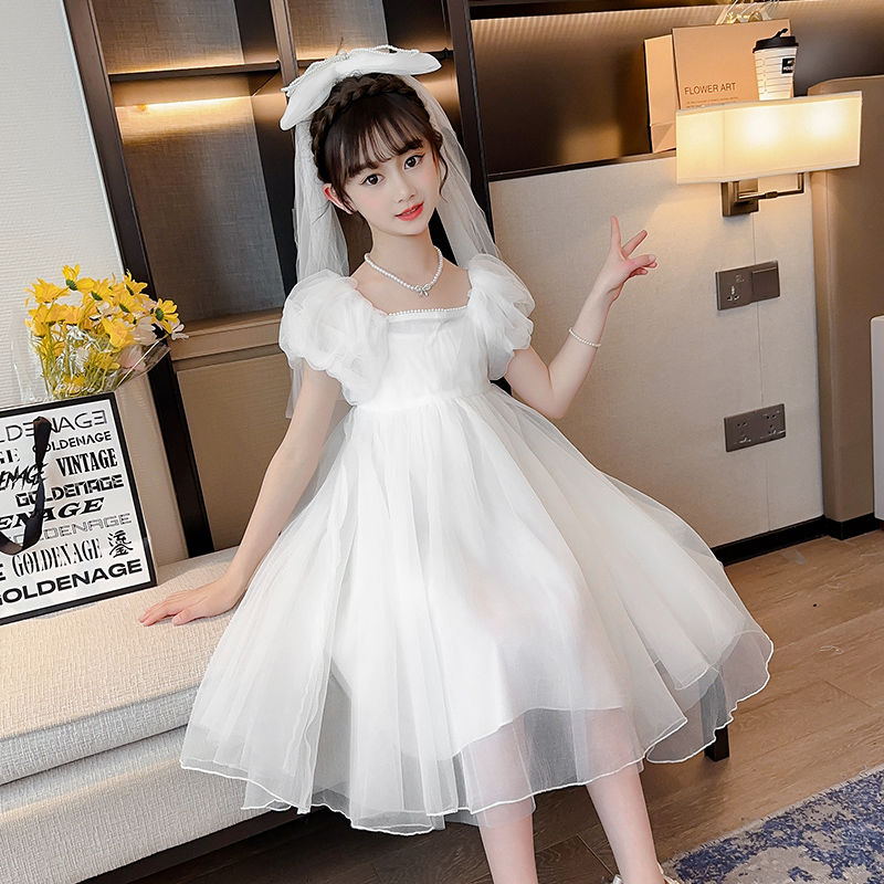 Children's Dress Princess Dress High-end Girls Piano Performance Costume Foreign Style Little Host Birthday Flower Girl Wedding Dress Summer