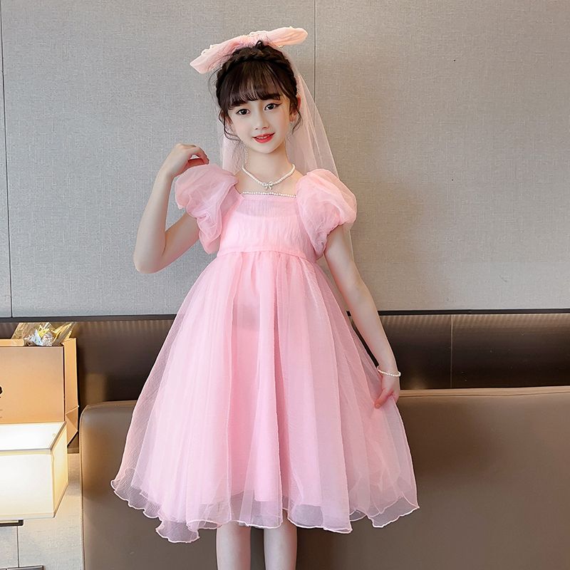 Girls dress children's birthday princess dress tutu skirt summer flower girl wedding dress girl host piano performance costume