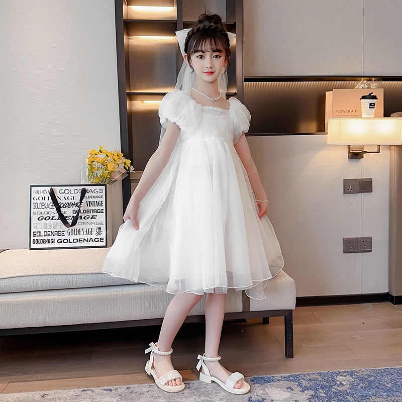 Children's Dress Princess Dress High-end Girls Piano Performance Costume Foreign Style Little Host Birthday Flower Girl Wedding Dress Summer